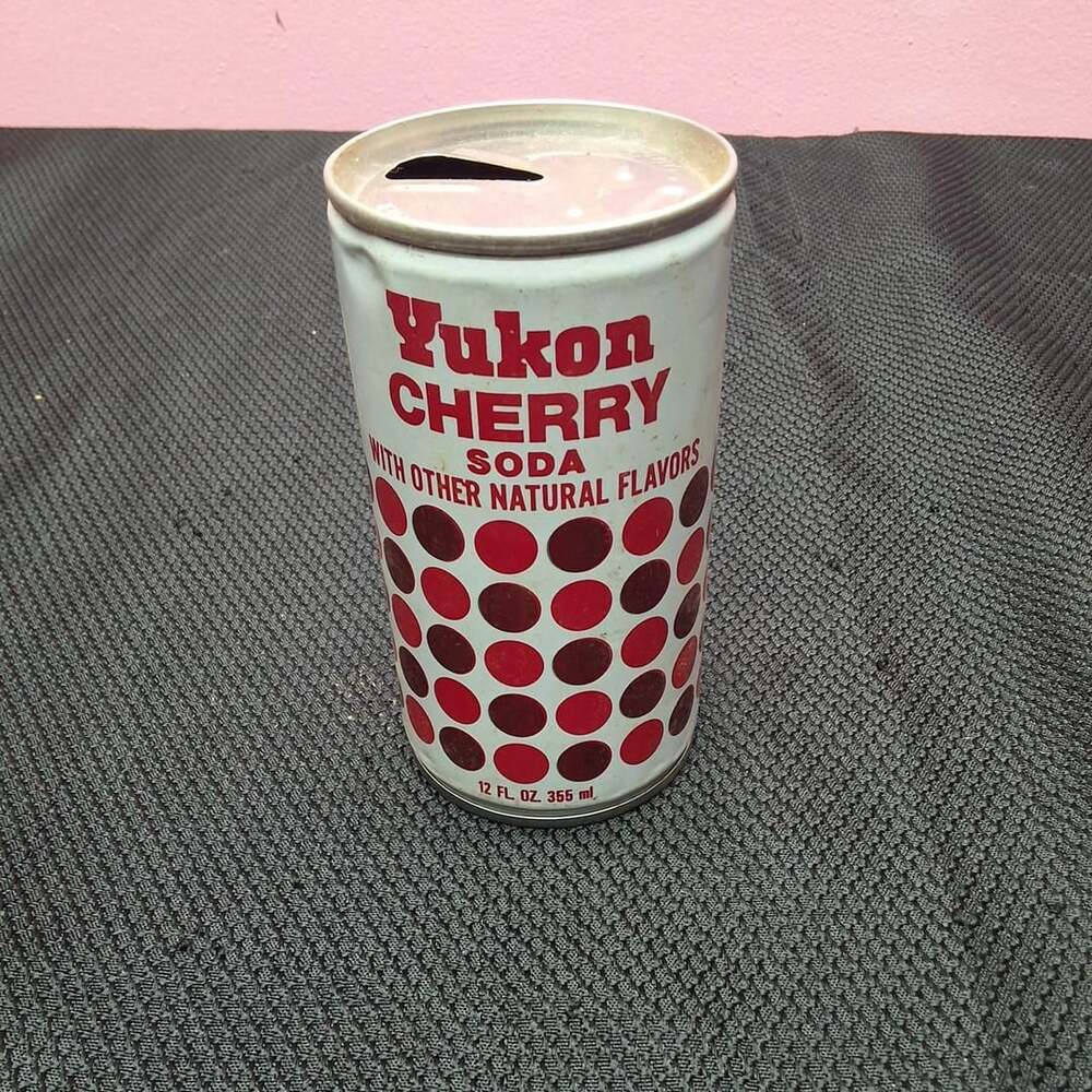 Vintage Yukon Cherry Soda Steel Can 12 oz Red Polka Dot A&P